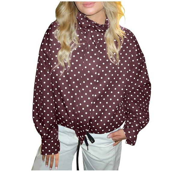 Black*Friday ChaoHeng Womens Winter Puffer Coats Women's Polka Dot Anorak Jacket,Drawstring Hood Stand Collar Pullover