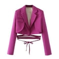 thumbnail image 1 of Black*Friday Chaoheng 2025 Blazers for Women Business Casual Long Sleeve Women's Solid Color Tie Waist Blazer,Short Length Long Sleeve Belted Jacket, 1 of 3