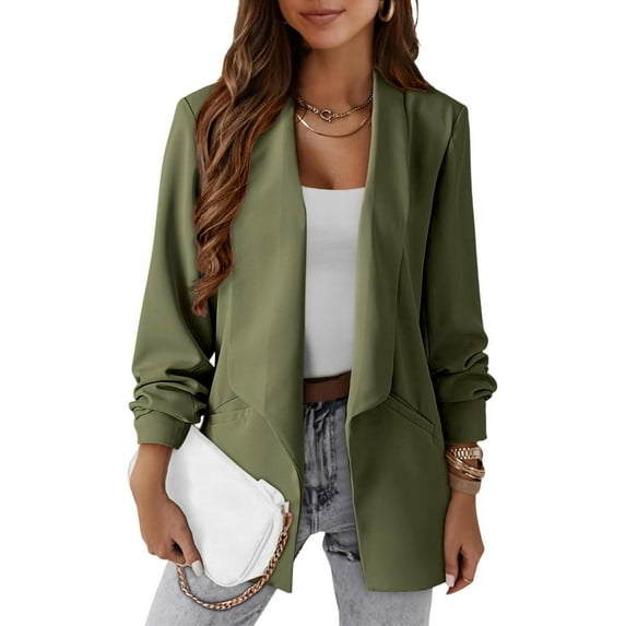 Black*Friday Chaoheng Blazers for Women Business Casual Women's Solid Color Open Front Blazer,Business Casual Lapel Jacket