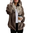 thumbnail image 1 of Black*Friday Chaoheng Fall Jackets for Women 2025 Women's Solid Color Full Zip Hooded Fleece,Long Sleeve Casual Plush Jacket, 1 of 8
