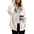thumbnail image 1 of Black*Friday Chaoheng Fall Jackets for Women 2025 Women's Solid Color Full Zip Hooded Fleece,Long Sleeve Casual Plush Jacket, 1 of 6