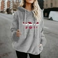 thumbnail image 1 of Black*Friday Chaoheng Hoodies for Women Plus Size Women's Christmas Letter Print Hooded Sweatshirt,Double Sided Fleece Pullover with Drawstring & Pockets Fall Clothes for Women 2025, 1 of 4