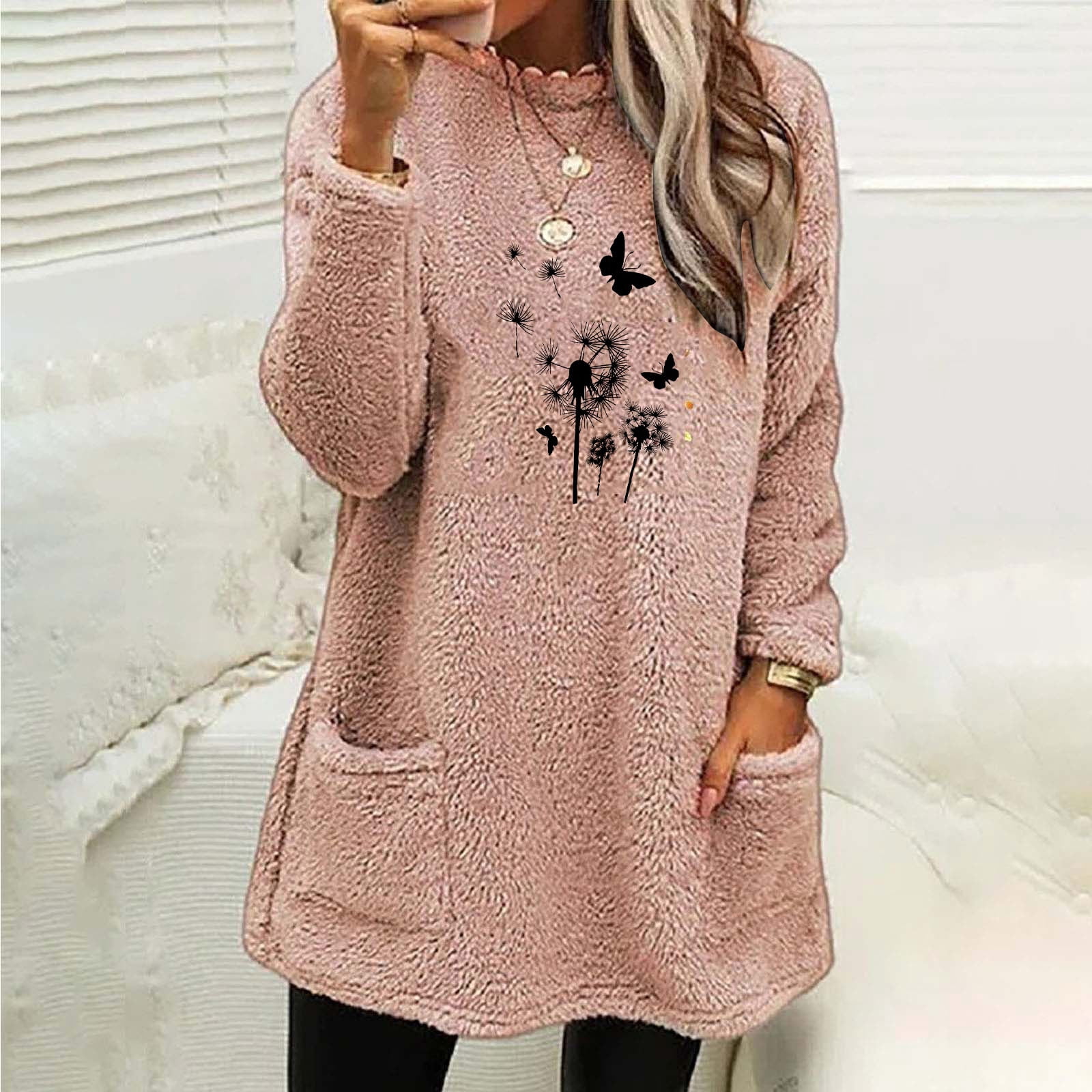 Women's Plus Size Round Neck Print Sweatshirt