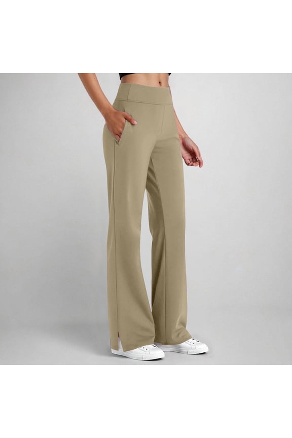 Black**Friday Chaoheng Pants for Women Women's Workout Yoga Pants with Side Slits,High Waist Compression Leggings