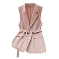 thumbnail image 1 of Black*Friday Chaoheng Plus Size Blazer Women's Sleeveless Belted Vest with Lapel Collar,Solid Color formal Waistcoat, 1 of 3