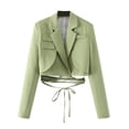 thumbnail image 1 of Black*Friday Chaoheng Plus Size Blazer Women's Solid Color Tie Waist Blazer,Short Length Long Sleeve Belted Jacket, 1 of 3