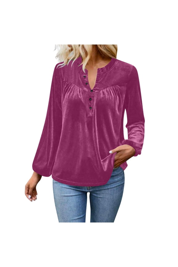 Black*Friday Chaoheng Plus Size Blouses for Women Long Sleeve Women's Casual V-Neck Top,Long Sleeve Basic Stretch Tee