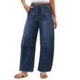 thumbnail image 1 of Black**Friday Chaoheng Women Pants under $5 Women's Drawstring Waist Jeans,Relaxed Denim Pants with Pockets, 1 of 7