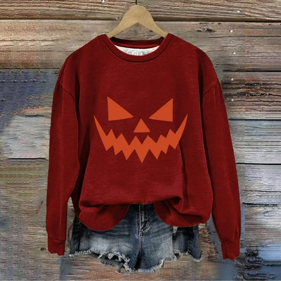 Black*Friday Chaoheng Women's Fashion Hoodies & Sweatshirts Women's Halloween Pattern Casual Crewneck Pullover,Loose Long Sleeve Streetwear Womens Fall Clothes on Sale