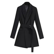 Black*Friday Chaoheng Womens Casual Blazers Open Front Womens Tie Waist V-Neck Blazer,Long Sleeve Belted formal Jacket