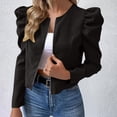 thumbnail image 1 of Black*Friday Chaoheng Womens Coats Outerwear Winter Women's Puff Sleeve Zip Jacket Round Neck Bubble Sleeve Cropped Top, 1 of 9