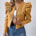 thumbnail image 1 of Black**Friday Chaoheng Womens Winter Coats Women's Puff Sleeve Zip Jacket Round Neck Bubble Sleeve Cropped Top, 1 of 7