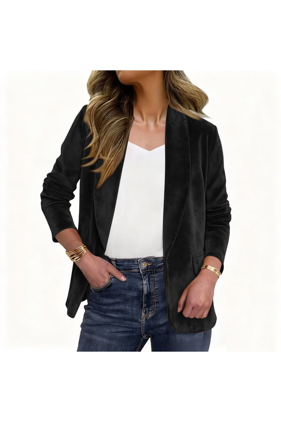 Black**Friday Chaoheng Womens Winter Coats Women's Suede-Look Open Front Cardigan Duster Length Casual Cover-Up