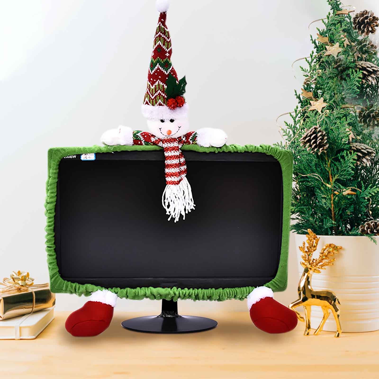 Black and Friday Christmas Trees 1 Pack Christmas Computer Monitor Border Cover TV Monitor Cover Elastic Laptop Computer Cover for Xmas Home Office