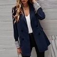 thumbnail image 1 of Black/Friday Clear ! Women Clothes Clearance Under $5 Fayshow0 Fashion Women Business Attire Solid Color Stitching Plaid Printed Long Sleeve Cardigan Coat Top,Navy M, 1 of 5