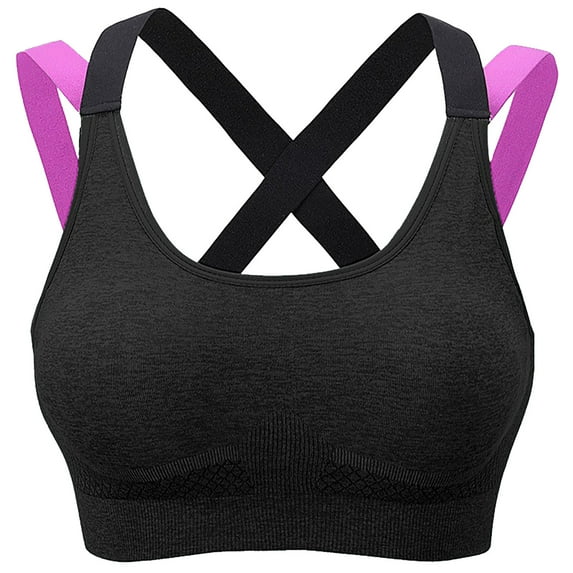 Black· Friday Clearance under 10 HONHUZH Womens Lingeries Clearance Cross Back Sports Bra Vest Push-Up Yoga Fitness Sports Bra With Removable Chest Pad