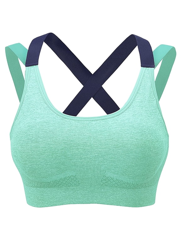 Black· Friday Clearance under 10 HONHUZH Womens Lingeries Clearance Cross Back Sports Bra Vest Push-Up Yoga Fitness Sports Bra With Removable Chest Pad