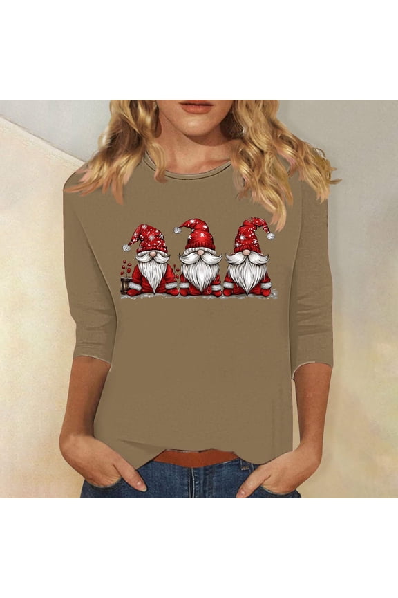 BlackĀ· Friday 2024 Under $ 20 Fayshow0 Fashionable Women'S Printed Casual Round Neck Pullover 3/4 Sleeve Top