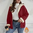 thumbnail image 1 of GaThRRgYP Women's Plush Coat Winter Style,Fashion Women Oversized Zip Solid Casual Coat Long Sleeve Hooded Casual Outwear Jackets Pockets Tops Wine XL, 1 of 1