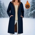 thumbnail image 1 of Black*Friday Clearance under $5 GaThRRgYP Women's Plush Lined Hooded Parka Jacket,Women's Long Sleeved Composite Velvet Hooded Casual Long Jacket Long Windproof Jacket Navy M, 1 of 8