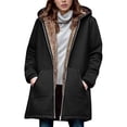 thumbnail image 1 of Black*Friday Clearance under $5 GaThRRgYP Women's Plush Lined Hooded Parka Jacket,Women's Winter Loose and Warm Long-sleeved Hooded Thickened and Fleece Lambskin Jacket Top Black XL, 1 of 6