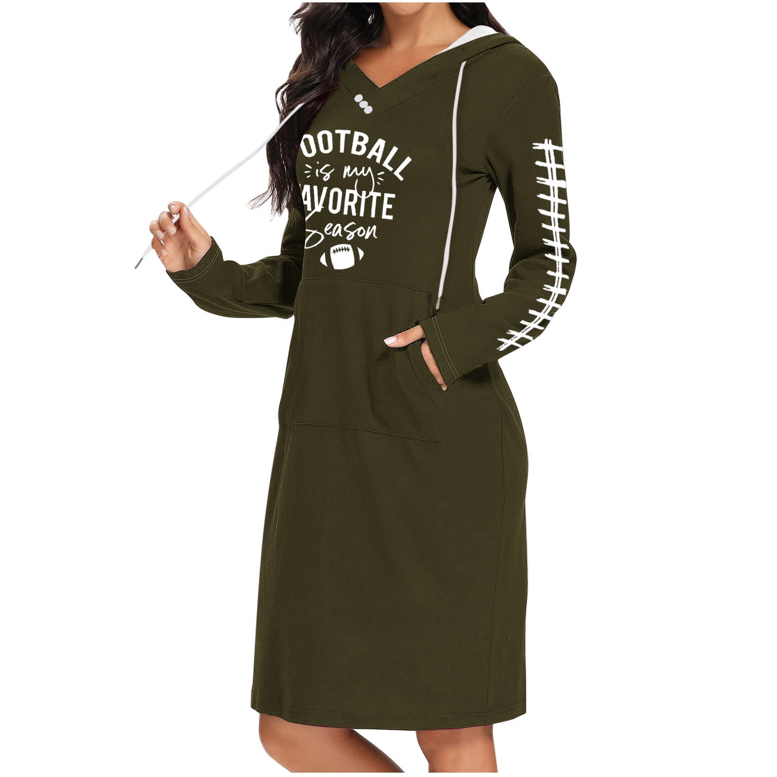 Clearance Deals BUIgtTklOP no boundaries Rugby Print Hoodie Sweatshirt  Dresses for Women 2024 Casual Long Sleeve V Neck Solid Midi Dress with  Pockets Fall One Piece Dress - Walmart.com