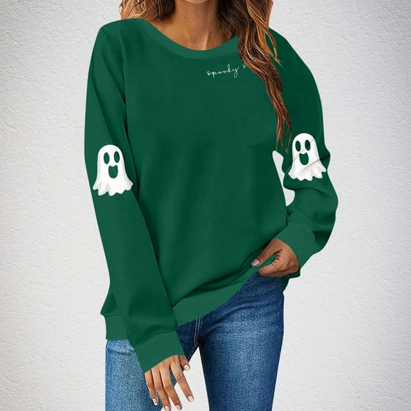 GaThRRgYP Long Sleeve Blouse for Women,Women's Fashionable Loose Casual Printed Long Sleeved Sweatshirt Top Army Green L