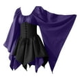 thumbnail image 1 of LEAVINGSUO Summer Dresses for Women Women Costumes Gothic Retro Long Sleeve Corset Dresses Long Sleeve Round-Neck Knee-High Dress Purple XXXXXL, 1 of 1