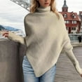thumbnail image 1 of Black_Friday Sweaters Under 5 Adults Fayshow0 Women'S Irregular High Neck Buttonless Shirt Knitted Shawl Top, 1 of 3