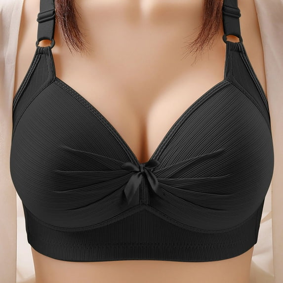 GaThRRgYP Minimalist Bra Set Soft Fabric Collection,Women's Bra Soild Color Underwear Bra Everyday Underwear Black S
