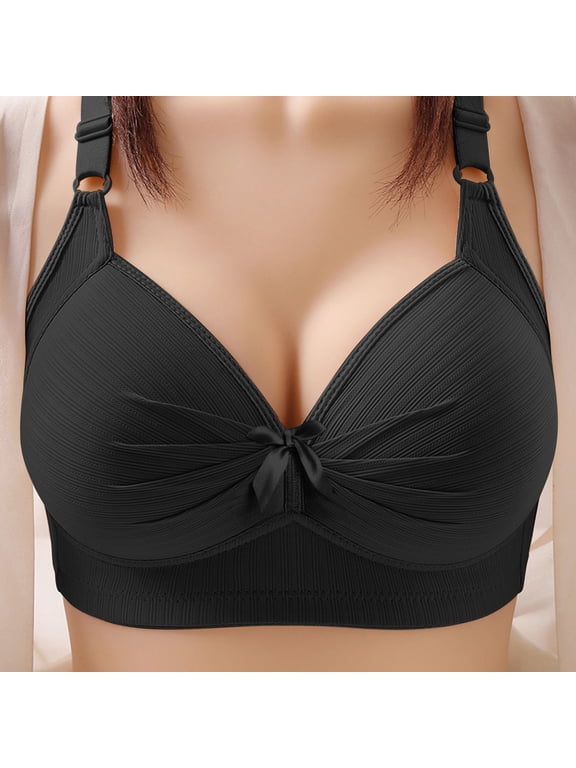 Minimalist Bra Set Soft Fabric Collection,Women's Bra Soild Color Underwear Bra Everyday Underwear Black S
