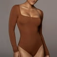 thumbnail image 1 of Black and Friday Clothing Sales Idoravan Bodysuits for Women Long Sleeve,Women's Long Sleeved Solid Color Velvet Fashion Neck Tight Fitting Cutout Jumpsuit Brown L, 1 of 8