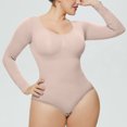 thumbnail image 1 of Idoravan Bodysuits for Women Long Sleeve,Women's Slim Fit Body Shape Solid Color Fashion Tight Fitting Jumpsuit Shapewear Bodysuit Khaki M, 1 of 9