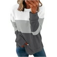 thumbnail image 1 of Black and Friday Clothing Sales Idoravan Casual Womens Sweatshirts Long Sleeve ,Women Casual Patchwork Printed Round Neck Long Sleeve Pullover Blouse Sweatshirt Tops Dark Gray S, 1 of 4