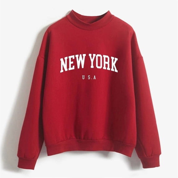 Black and Friday Clothing Sales Idoravan Casual Womens Sweatshirts Long Sleeve ,Women's Christmas Printing Solid Loose Long Sleeve Sweater Long Sleeve Top Sweatshirt Red M
