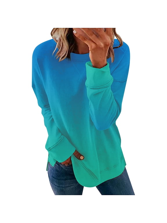 Black and Friday Clothing Sales Idoravan Casual Womens Sweatshirts Long Sleeve ,Women's Fashion Printed Loose T-shirt Long Sleeves Blouse Round Neck Casual Tops Sweatshirt Hoodies Multicolor S