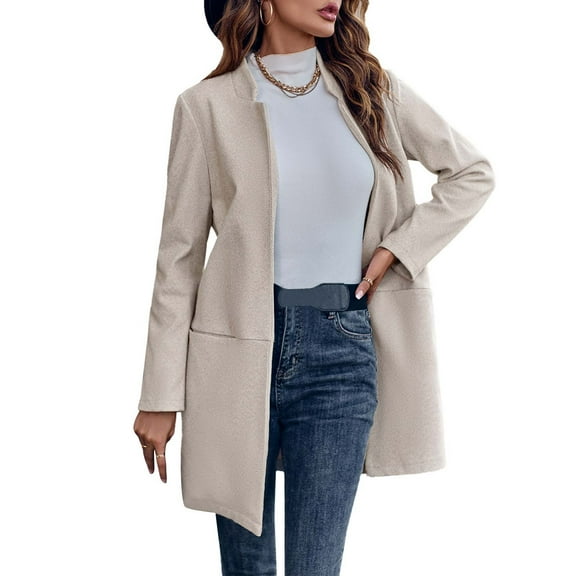 Black and Friday Clothing Sales Idoravan Coats for Women Plus Size Fashion Women Long Sleeved Cardigan Print Designs Relaxed Loose Fitting Long Sleeved Beige S