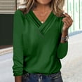 thumbnail image 1 of Black and Friday Clothing Sales Idoravan Long Sleeve Shirts for Women Winter Women's Long Sleeve Summer V Neck Sexy Casual Tops Regular Blouse Tops Green S, 1 of 5