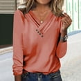 thumbnail image 1 of Black and Friday Clothing Sales Idoravan Long Sleeve Shirts for Women Winter Women's Long Sleeve Summer V Neck Sexy Casual Tops Regular Blouse Tops Pink S, 1 of 5