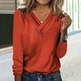 thumbnail image 1 of Black and Friday Clothing Sales Idoravan Long Sleeve Shirts for Women Winter Women's Long Sleeve Summer V Neck Sexy Casual Tops Regular Blouse Tops Watermelon Red XXL, 1 of 5