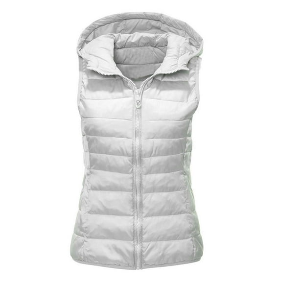 Black and Friday Clothing Sales Idoravan Long Vest for Women Sleeveless,Fashion Women Warm Jacket Winter Hooded Casual Sleeveless Down Versatile Top White XXXL