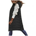 thumbnail image 1 of Black and Friday Clothing Sales Idoravan Long Vest for Women Sleeveless,Women Warm Hooded Long Sleeve Zipper Jacket Sleeveless Parkas Coats Tops Wth Pocket Black XXXXL, 1 of 6