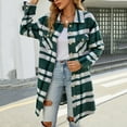thumbnail image 1 of Black and Friday Clothing Sales Idoravan Plaid Shirts for Women Winter Jacket Women's Casual Plaid Lapel Turndown Coat Coat Woolen Woolen Cardigan Coat Army Green XL, 1 of 8