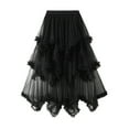 thumbnail image 1 of Black and Friday Clothing Sales Idoravan Pleated Skirts for Women Plus Size Women Irregular MultilayerGauze High Waisted Large Skirt Hem Gentle Skirt Black, 1 of 5