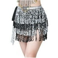 thumbnail image 1 of Black and Friday Clothing Sales Idoravan Pleated Skirts for Women Plus Size Women's Belly Dance Sequins Tassel Dance Skirt Bohemian Tassel Hip Scarf Lace Up Skirt Gray, 1 of 2