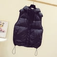thumbnail image 1 of Black and Friday Clothing Sales Idoravan Quilted Vests for Women Women Pocket Vest Coat Short Jacket Winter Sleeveless Hooded Zipper Solid Outerwear Black L, 1 of 6