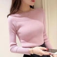 thumbnail image 1 of Clothing Sales Idoravan Slim Fit Women Long Sleeve T-shirt Basie Tees,Winter Sweater Women Slim Sleeve Round Neckr Knitting Tops Pink One Size, 1 of 4