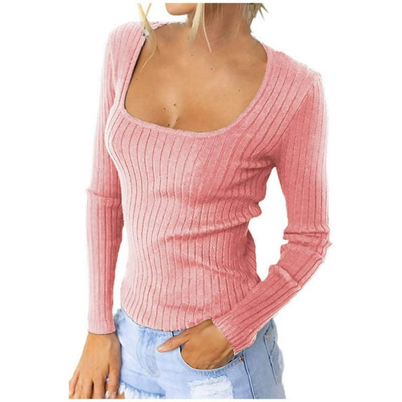 Black and Friday Clothing Sales Idoravan Slim Fit Women Long Sleeve T-shirt Basie Tees,Women's Fashion Printed Loose T-shirt Mid-length 3/4 Sleeves Blouse Round Neck Casual Tops Pink S