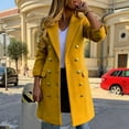 thumbnail image 1 of Black and Friday Clothing Sales Idoravan Trench Coats for Women Plus Size Clearance Fashion Women Casual Solid Color Coat Long Sleeve Overcoat Tops Winter Outwear Yellow S, 1 of 6