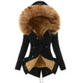 thumbnail image 1 of Black and Friday Clothing Sales Idoravan Trench Coats for Women Plus Size Clearance Ladies Lining Coat Womens Winter Warm Thick Long Jacket Hooded Overcoat Yellow XXXL, 1 of 2